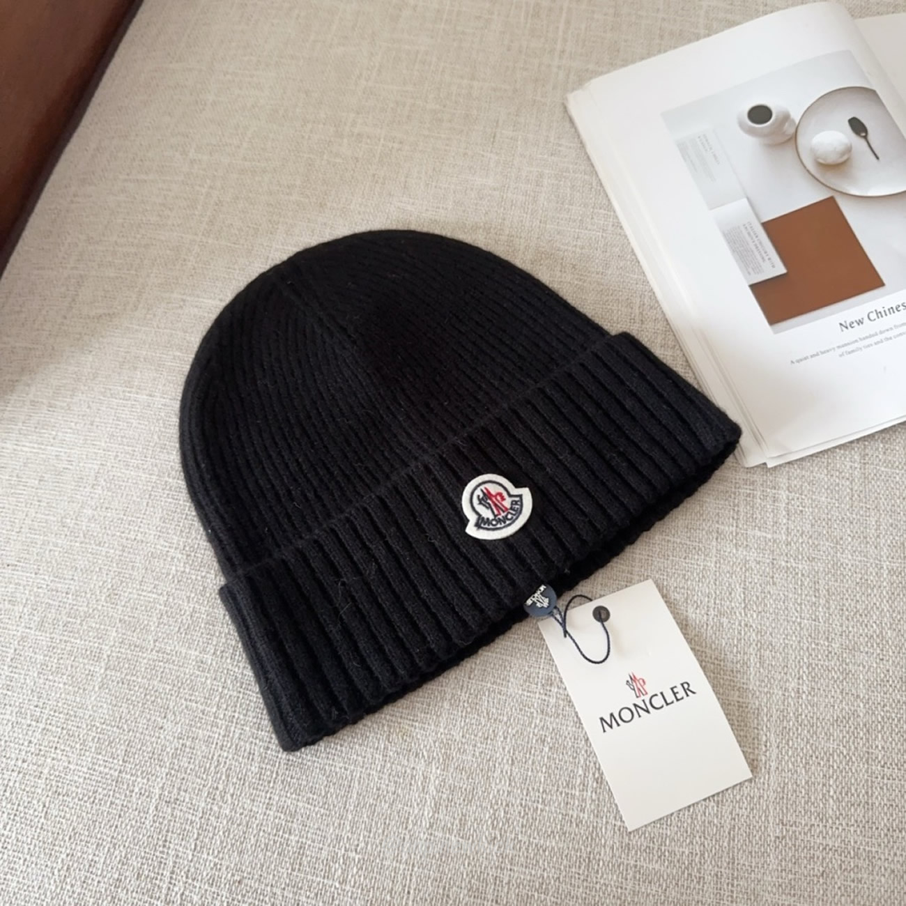 Moncler Logo Patch Beanie Black (7) - newkick.app